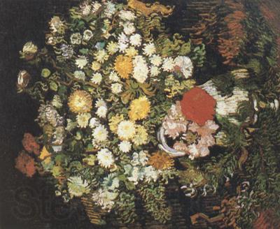 Vincent Van Gogh Chrysanthemums and Wild Flowers in a Vase (nn04) Spain oil painting art